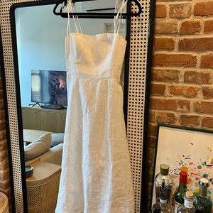 Reformation White 100% Linen Midi Dress